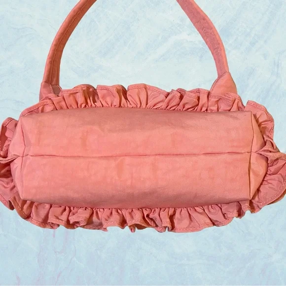 EUC. MOLLY GODDARD X BAGGU RUFFLE PINK SHOULDER BAG. SOLD OUT.ATTACHED KEY STRAP - Picture 12 of 16